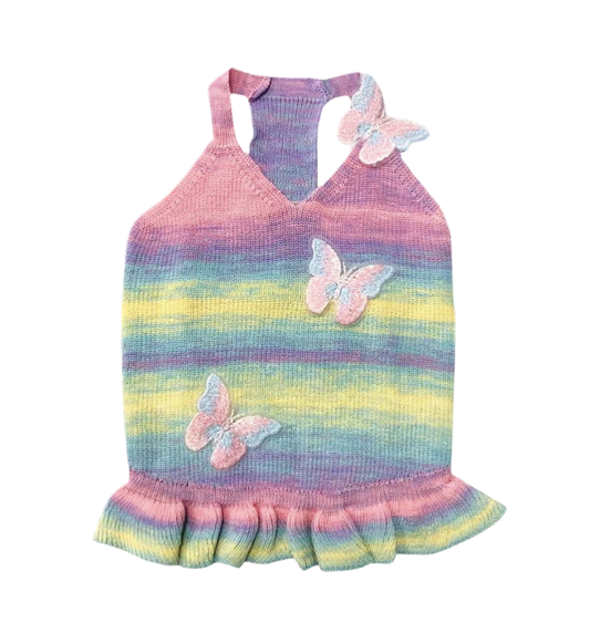 Gradient Butterfly Knit Dog Dress