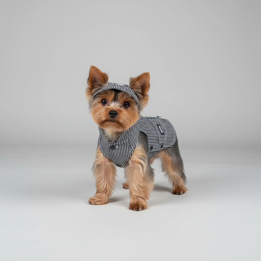 The Pinstripe Pup Vest + Hat Set