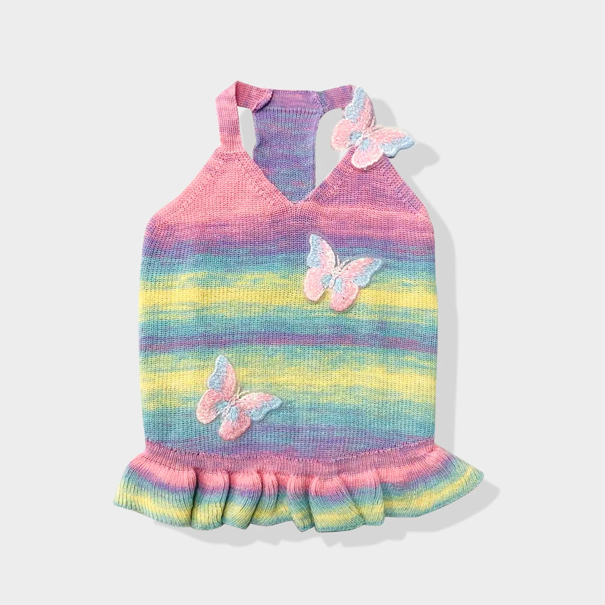 Gradient Butterfly Knit Dog Dress