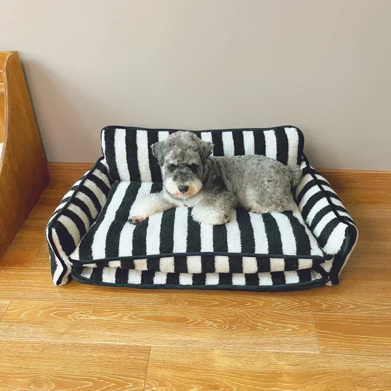 Striped Plush Sofa Bed