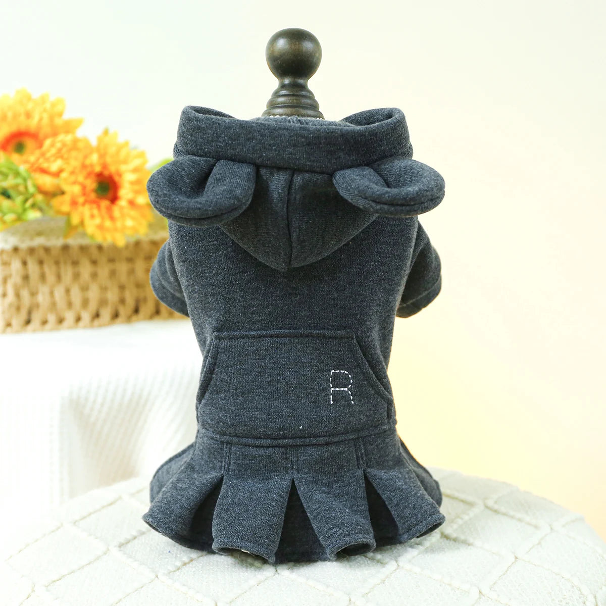 Monochrome Pocket Hoodie Dress