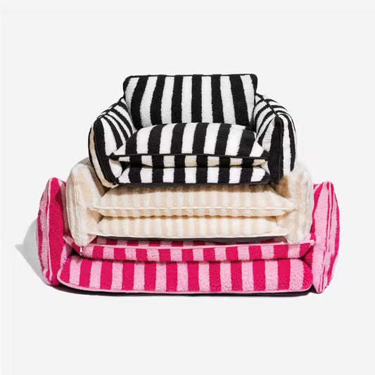 Striped Plush Sofa Bed