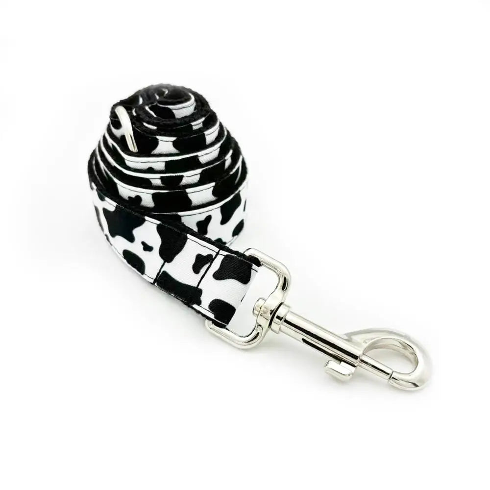 Cow Print Dog Collar & Leash Set