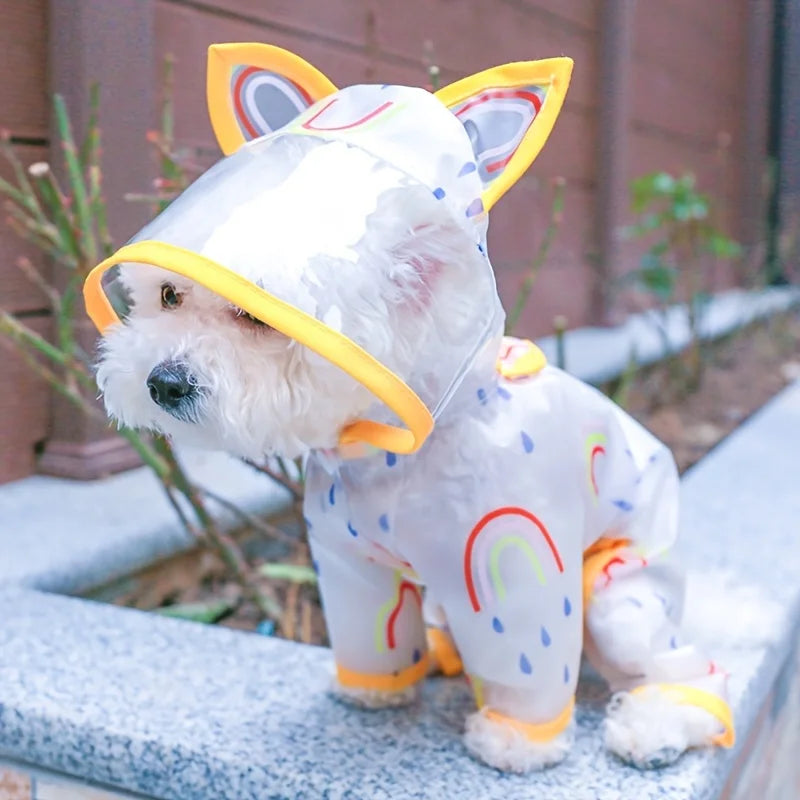 Waterproof Rainbow Print Dog Raincoat
