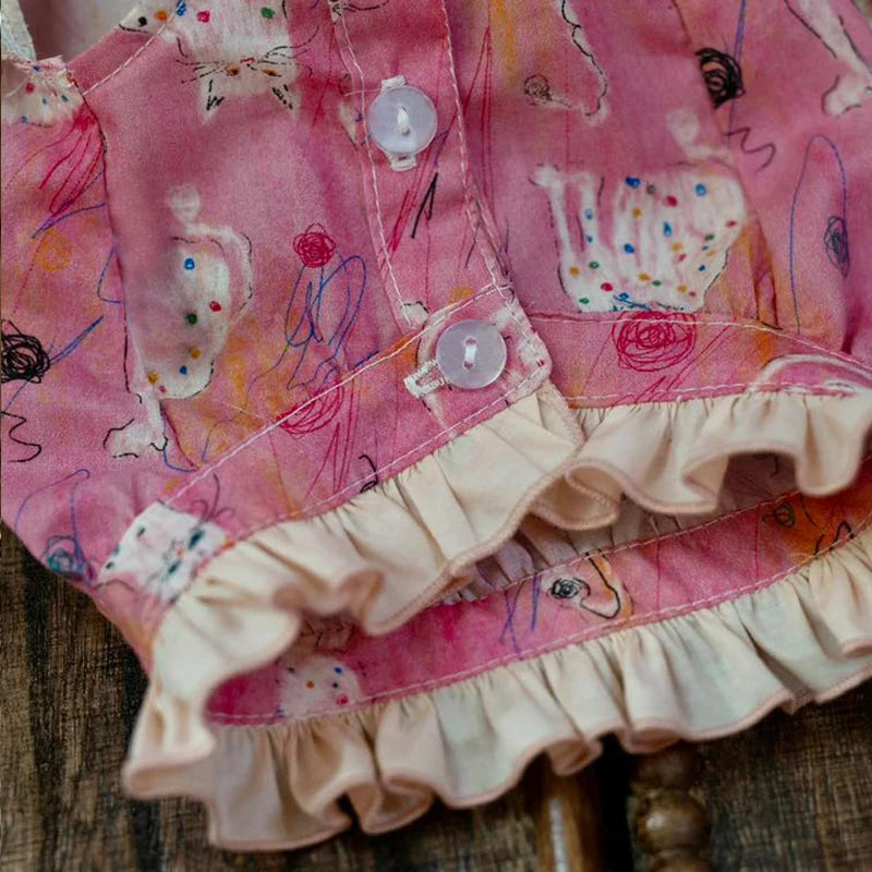 Pink Printed Ruffle Blouse