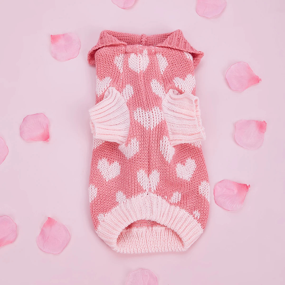 Pink Heart Hoodie Sweater