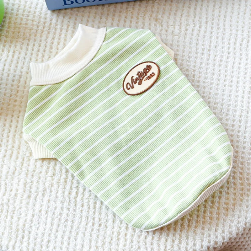 Retro Striped Dog Tee
