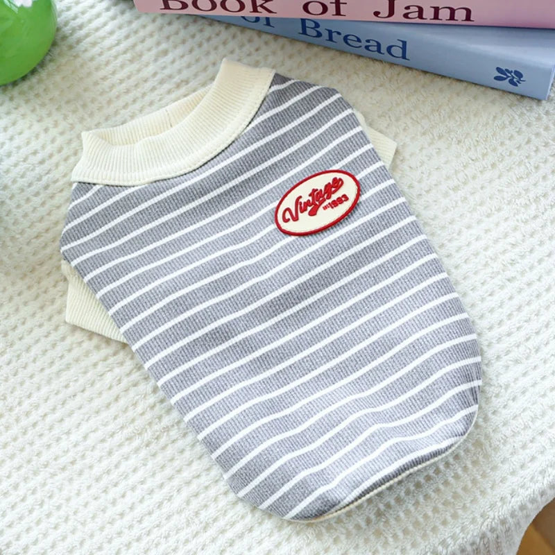 Retro Striped Dog Tee