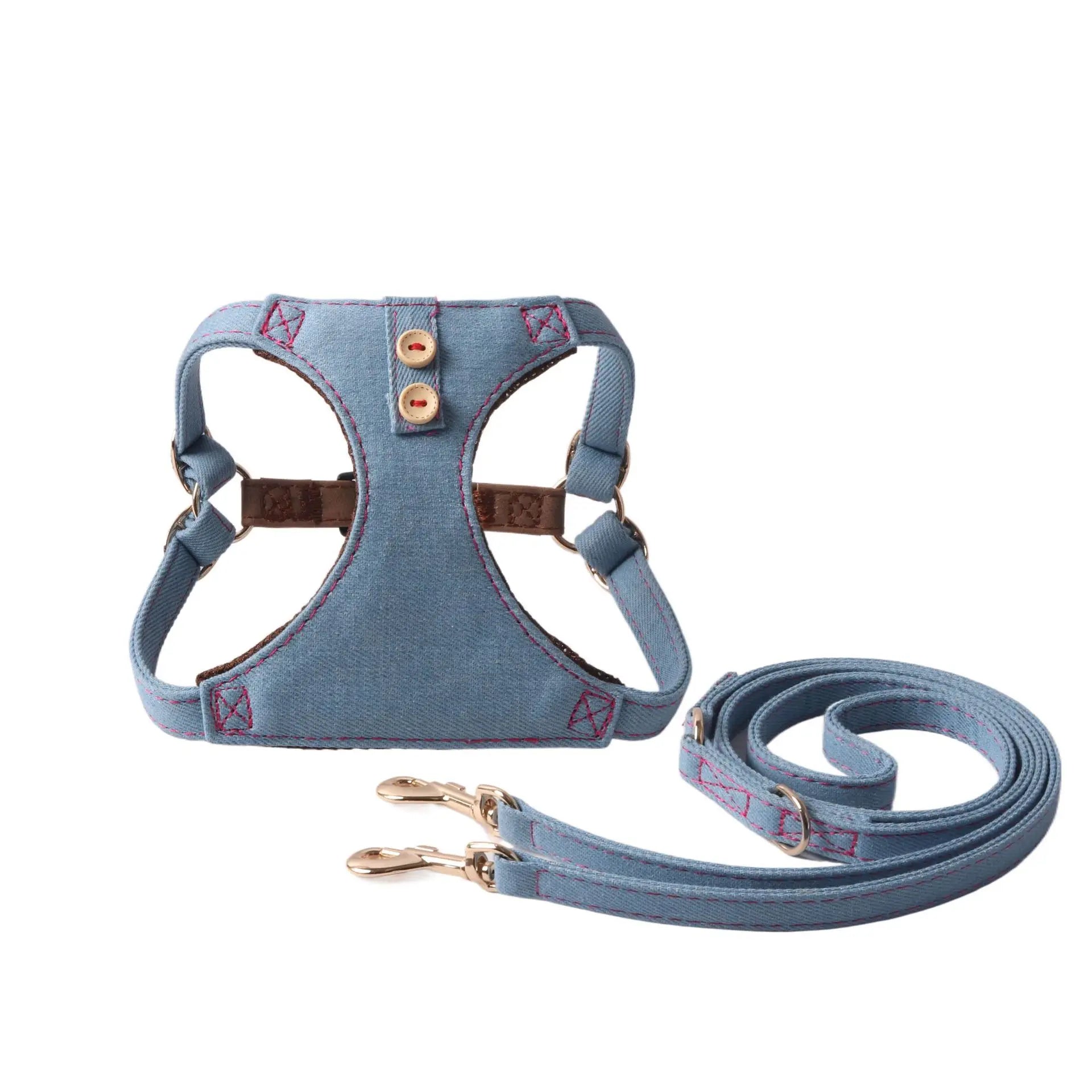The City Pup Denim Harness Set