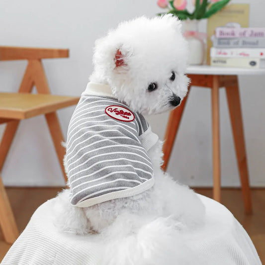 Retro Striped Dog T-Shirt