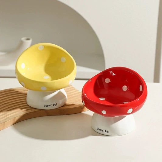 Lucky Pet Mushroom Ceramic Pet Bowl