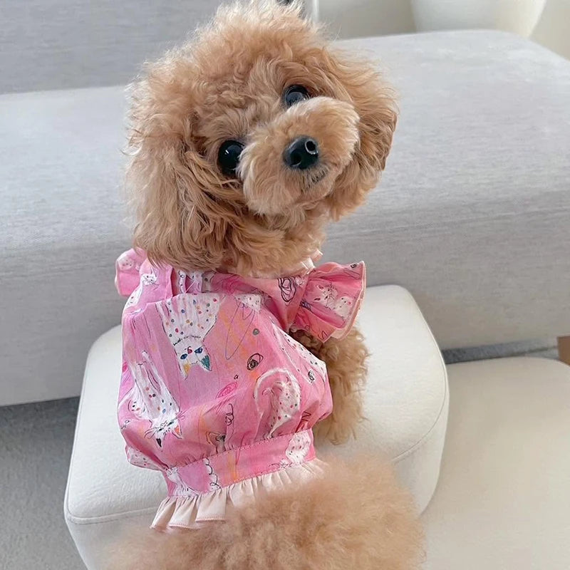 Pink Printed Ruffle Blouse