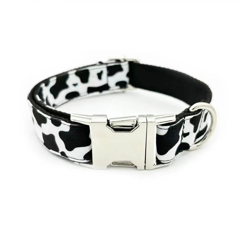 Cow Print Dog Collar & Leash Set