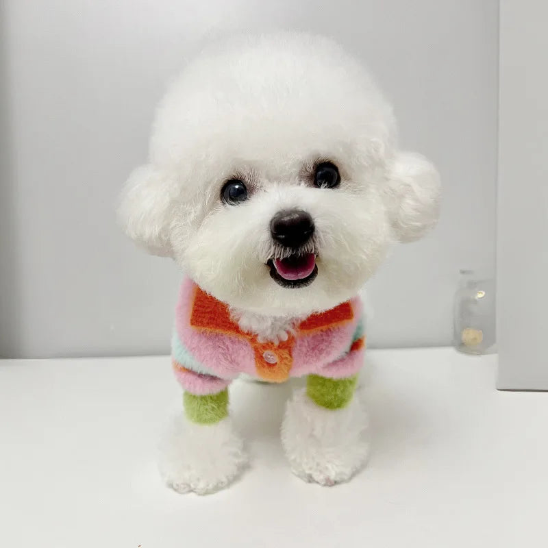 Stripe Plush Collar Sweater