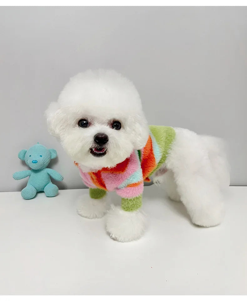 Stripe Plush Collar Sweater