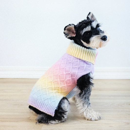 Pastel Rainbow Gradient Turtleneck Sweater