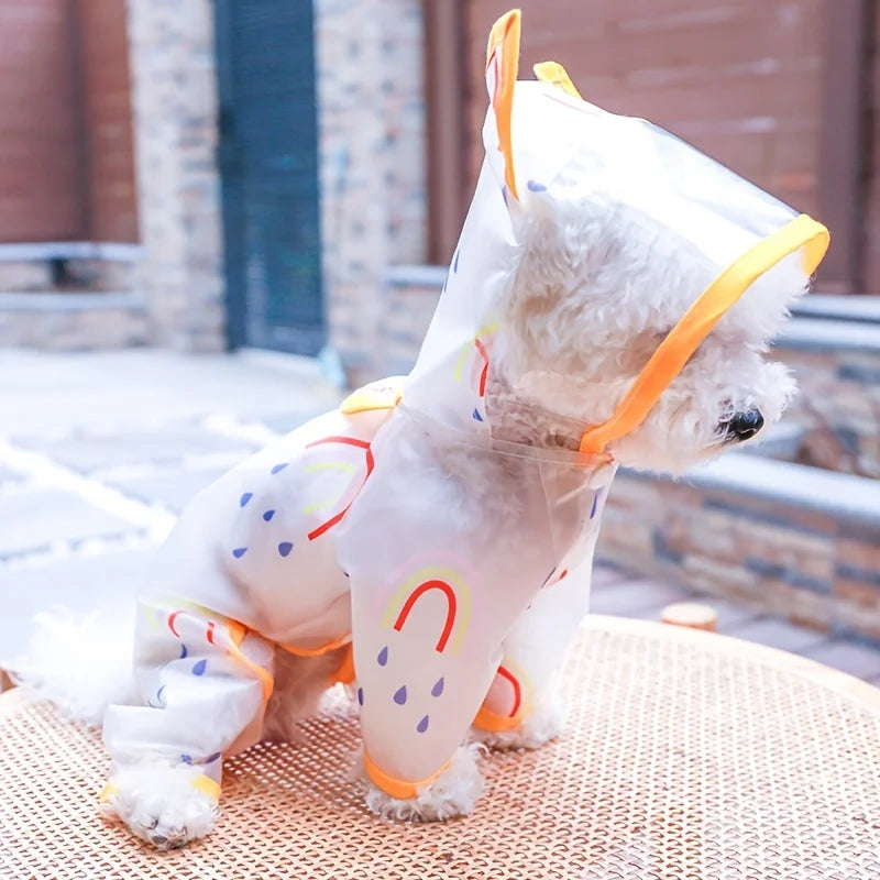 Waterproof Rainbow Print Dog Raincoat