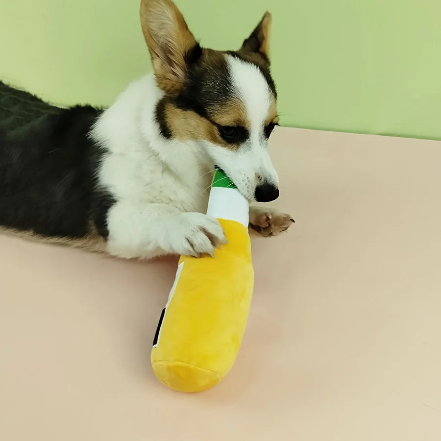 Pawrona Plush Beer Bottle Dog Toy