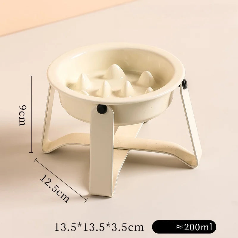 Elevated Ceramic Slow Feeder Dog Bowl