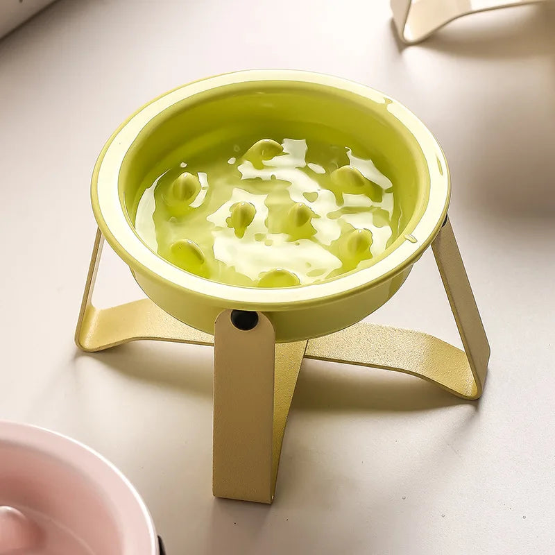Elevated Ceramic Slow Feeder Dog Bowl