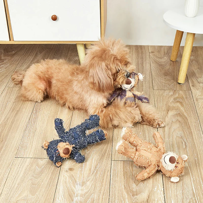 Denim Patchwork Stitch Bear Toy