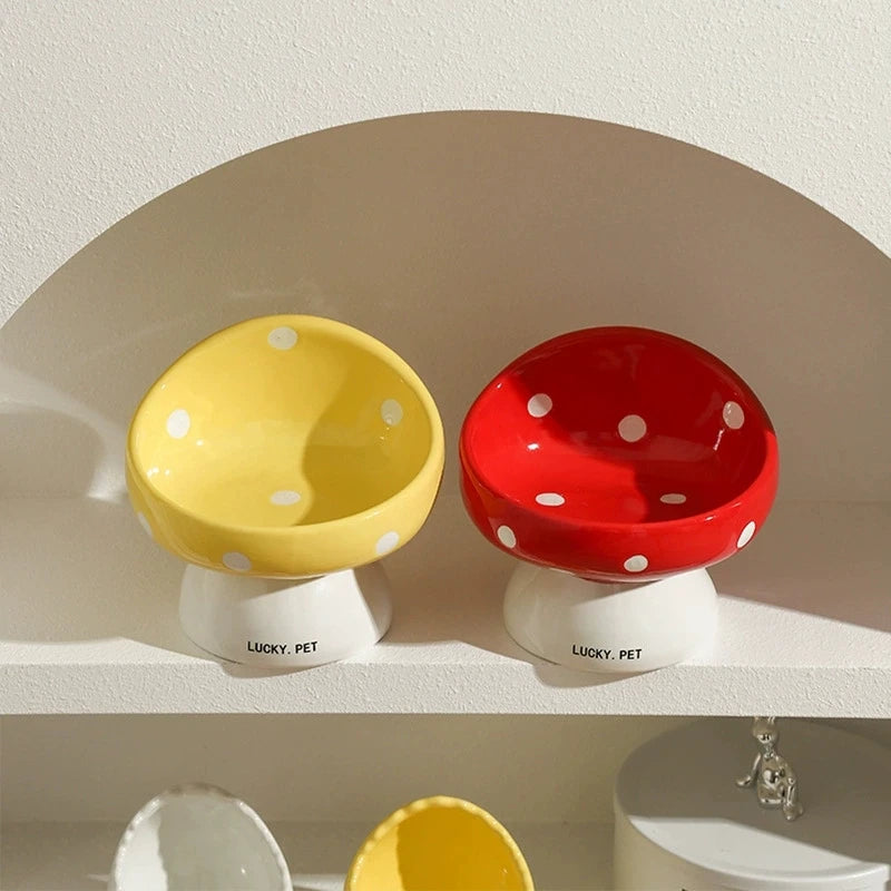 Lucky Pet Mushroom Ceramic Pet Bowl