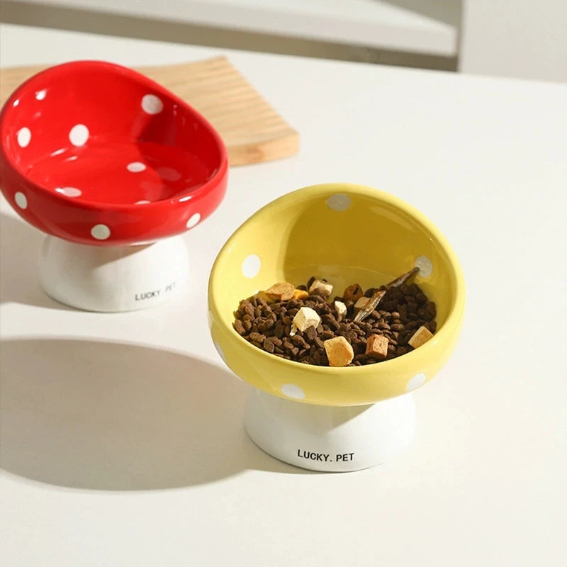 Lucky Pet Mushroom Ceramic Pet Bowl