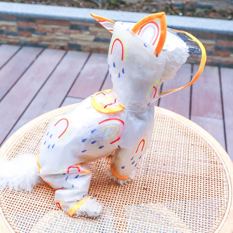 Waterproof Rainbow Print Dog Raincoat