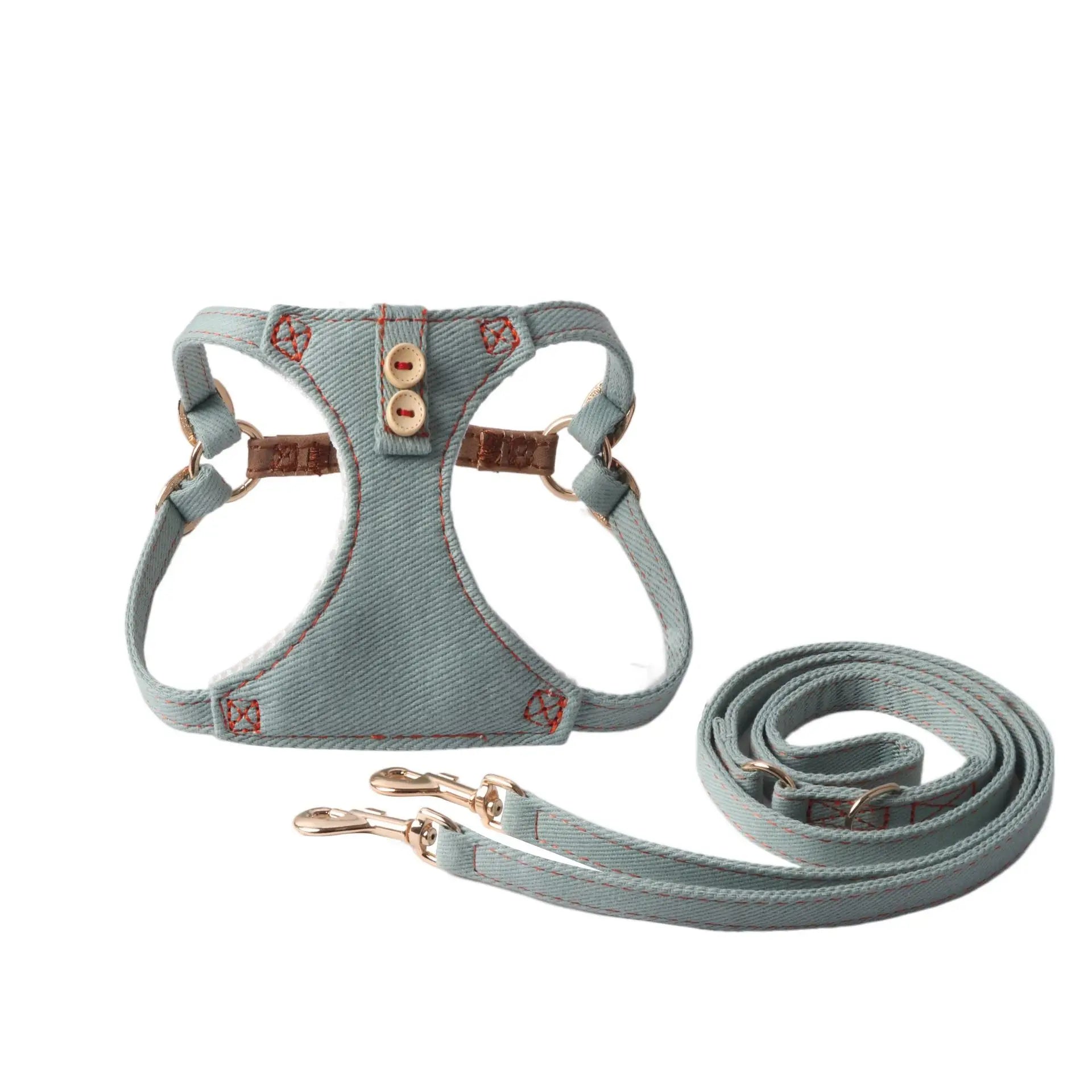 The City Pup Denim Harness Set