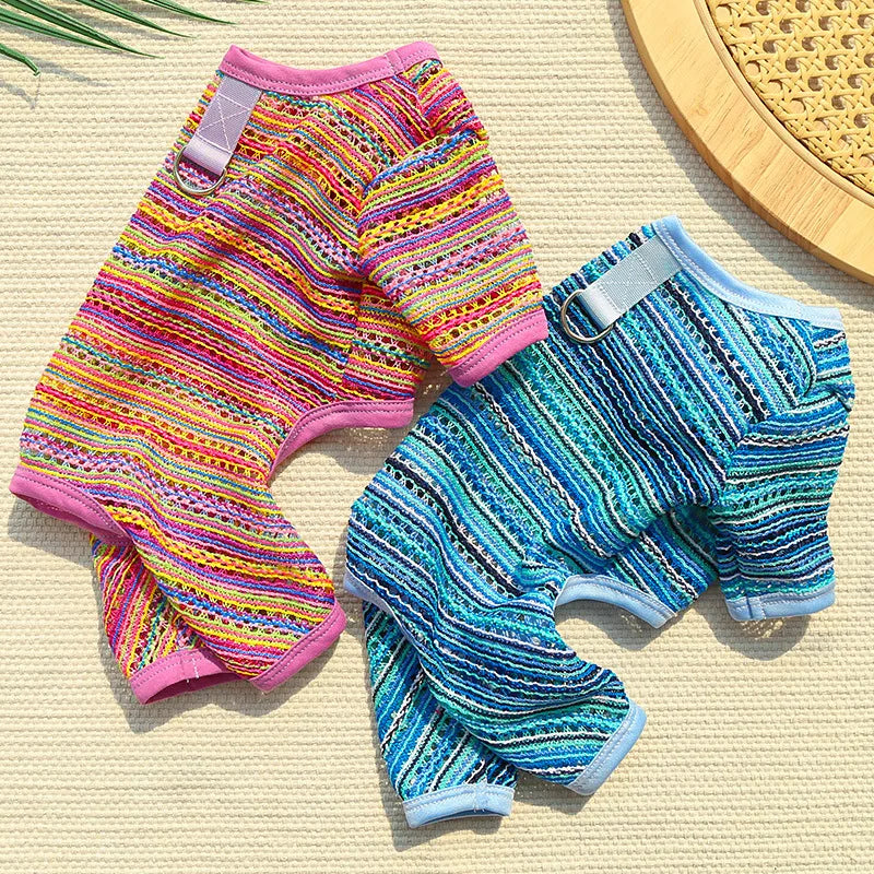 Striped Summer Dog Jumpsuit