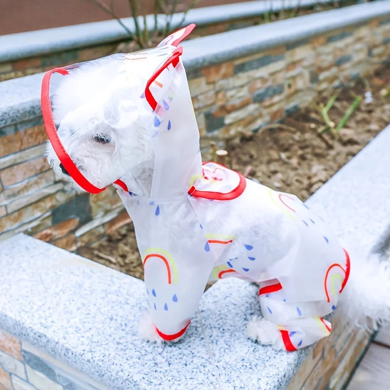 Waterproof Rainbow Print Dog Raincoat