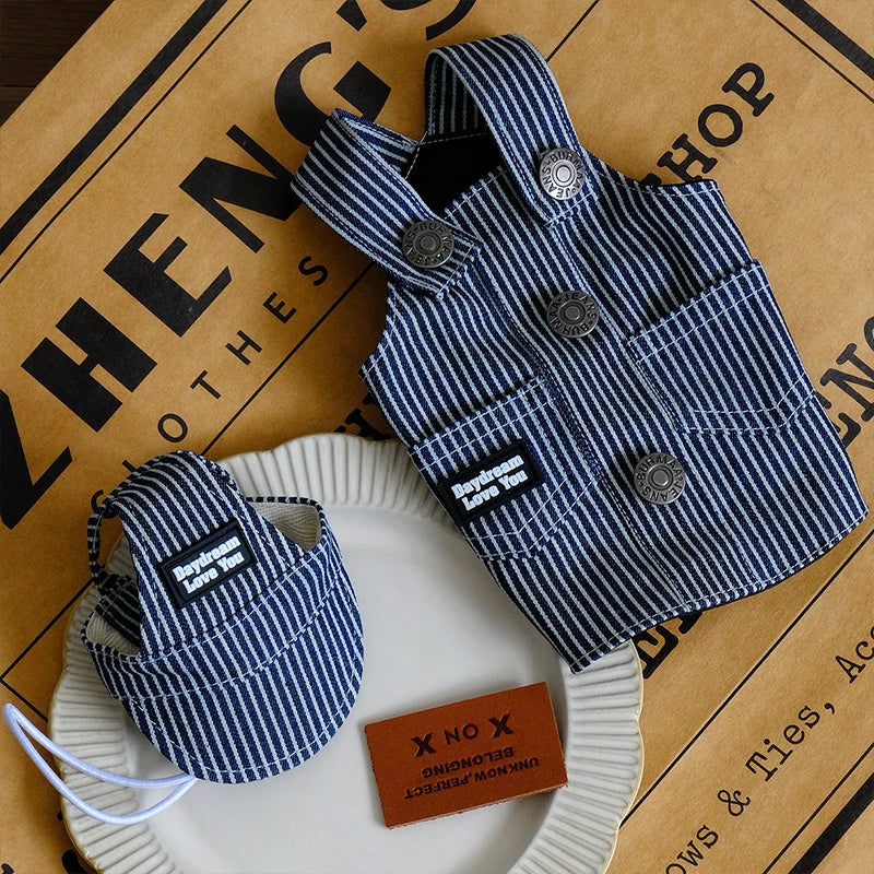 The Pinstripe Pup Vest + Hat Set