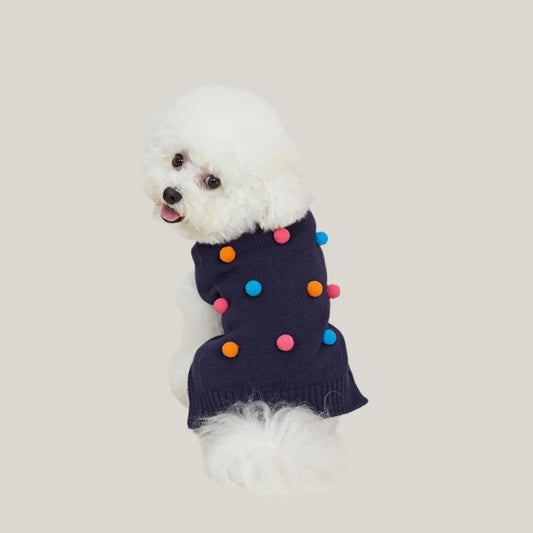 Polka Dot Pom-Pom Sweater