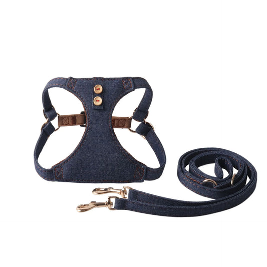 The City Pup Denim Harness Set
