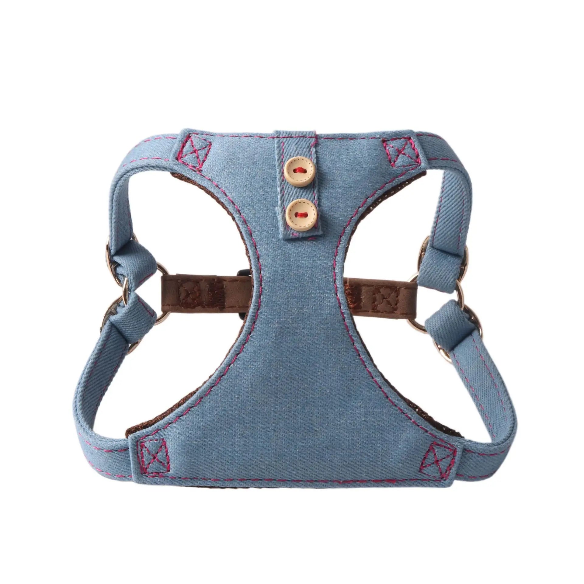 The City Pup Denim Harness Set