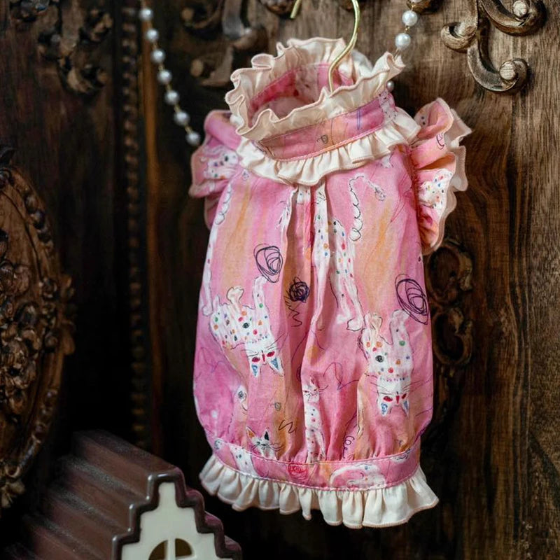 Pink Printed Ruffle Blouse