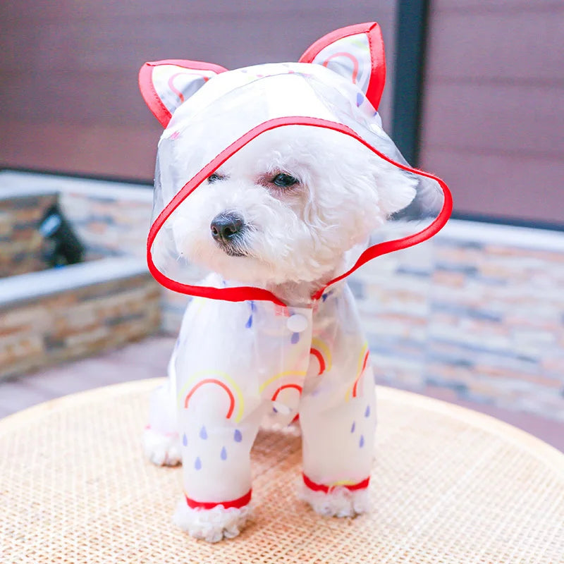 Waterproof Rainbow Print Dog Raincoat