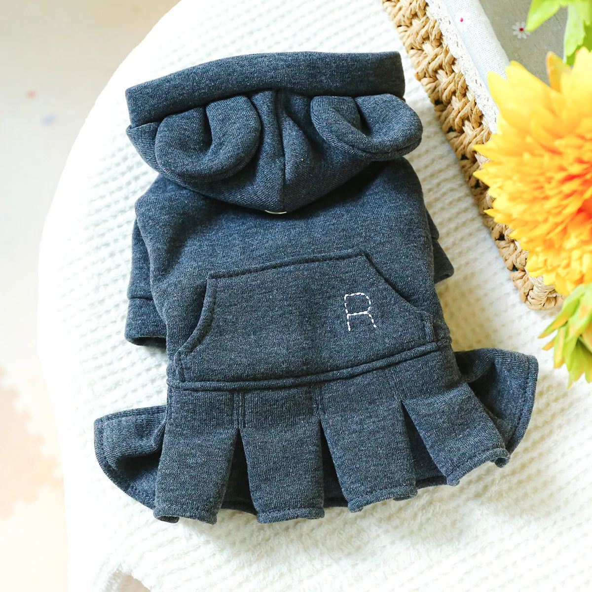 Monochrome Pocket Hoodie Dress