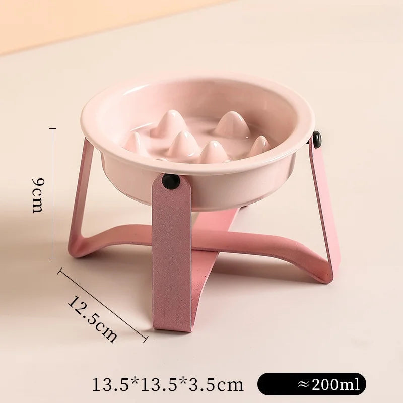 Elevated Ceramic Slow Feeder Dog Bowl
