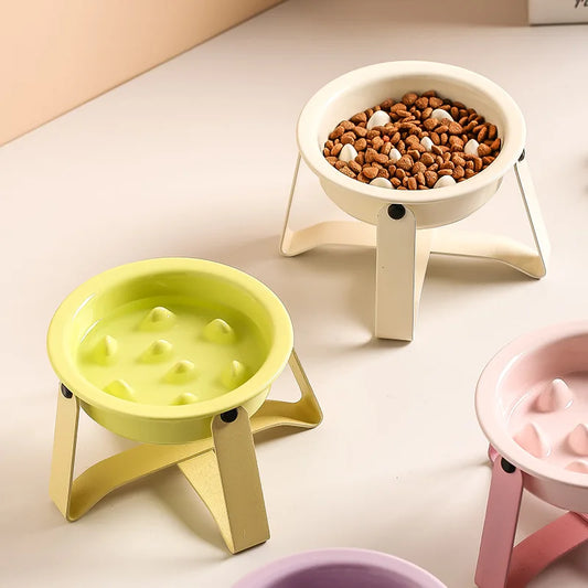 Elevated Ceramic Slow Feeder Dog Bowl