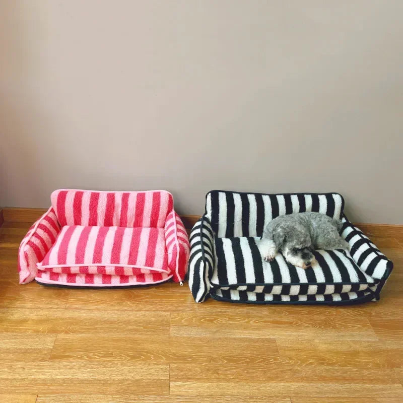 Striped Plush Sofa Bed