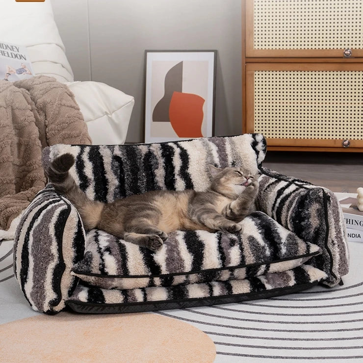 Zebra Stripe Plush Sofa Bed