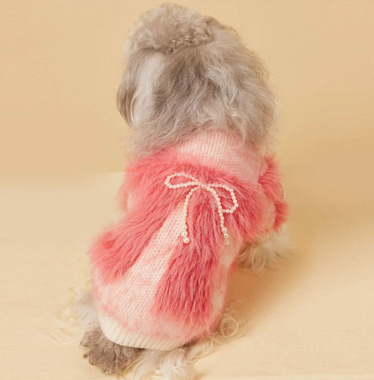 Fluffy Bow Dog Sweater
