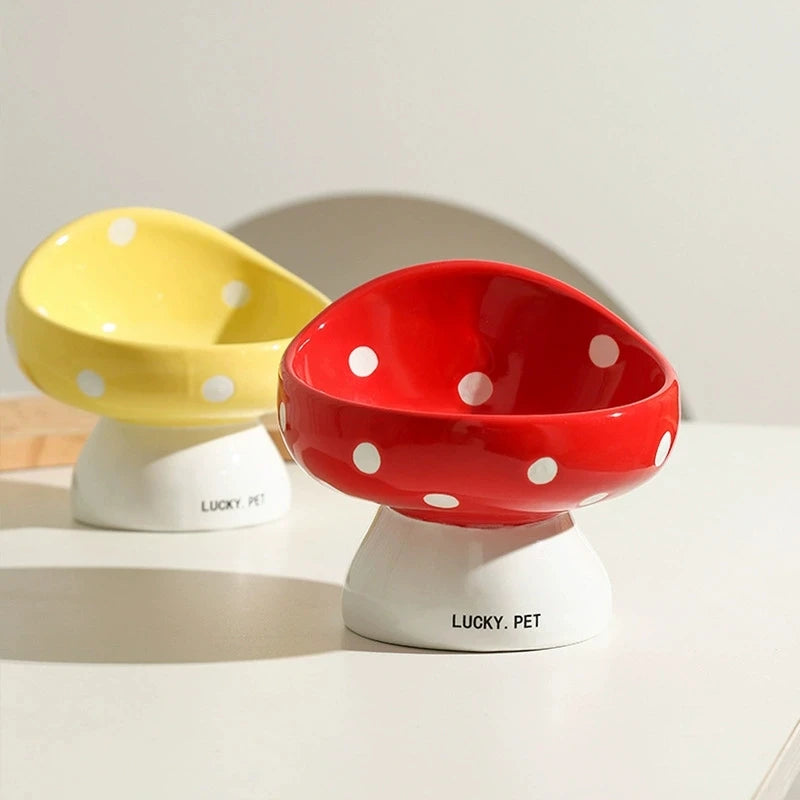 Lucky Pet Mushroom Ceramic Pet Bowl