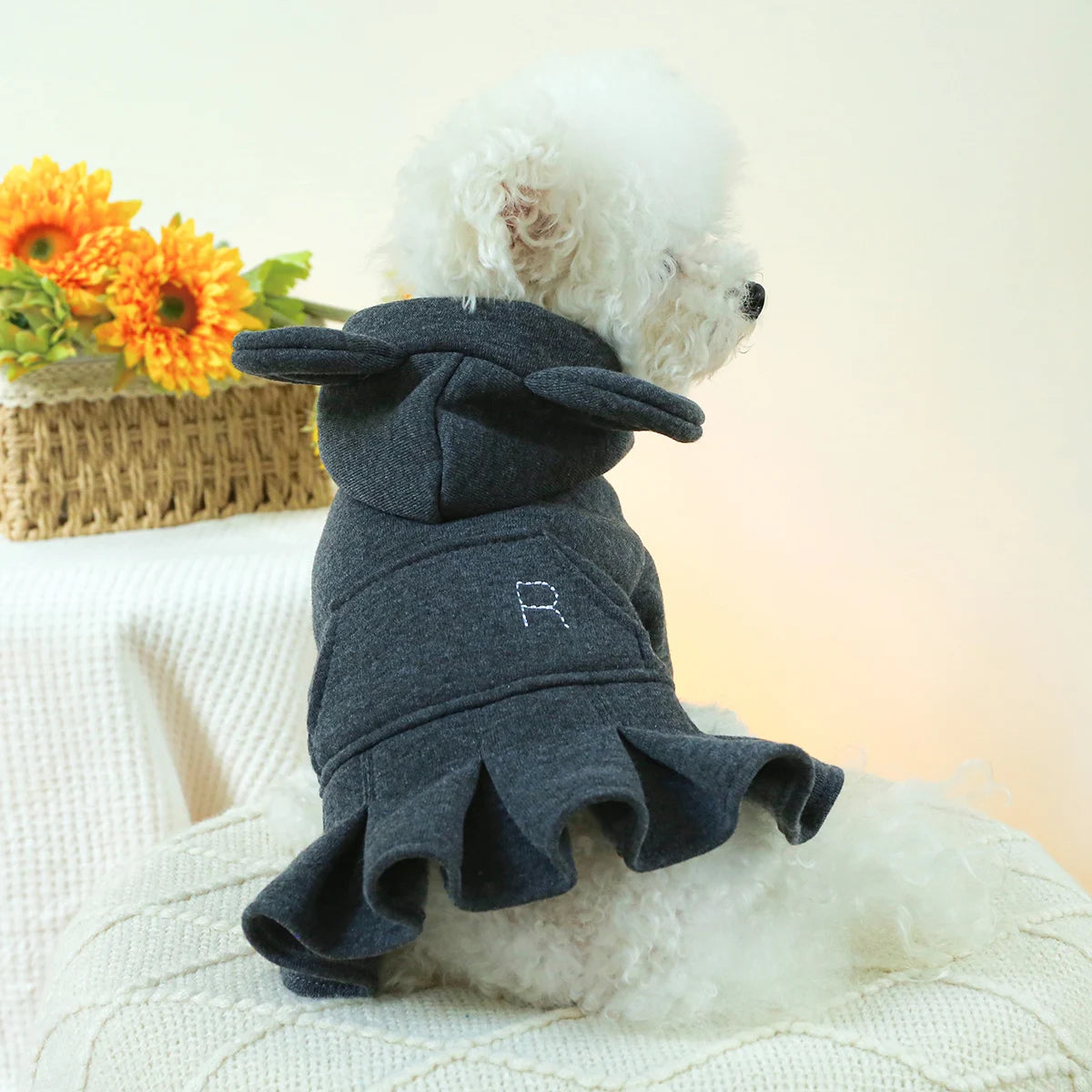 Monochrome Pocket Hoodie Dress