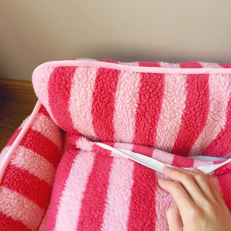Striped Plush Sofa Bed