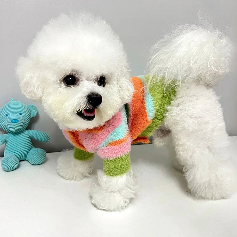 Stripe Plush Collar Sweater
