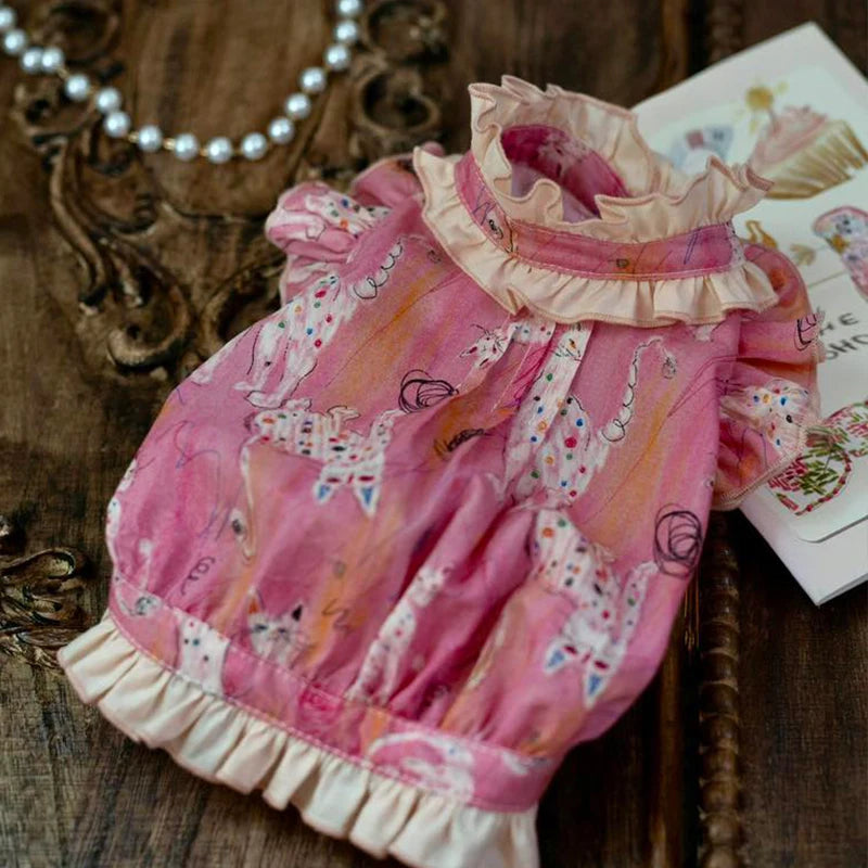 Pink Printed Ruffle Blouse