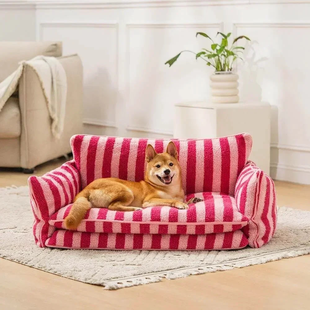 Striped Plush Sofa Bed