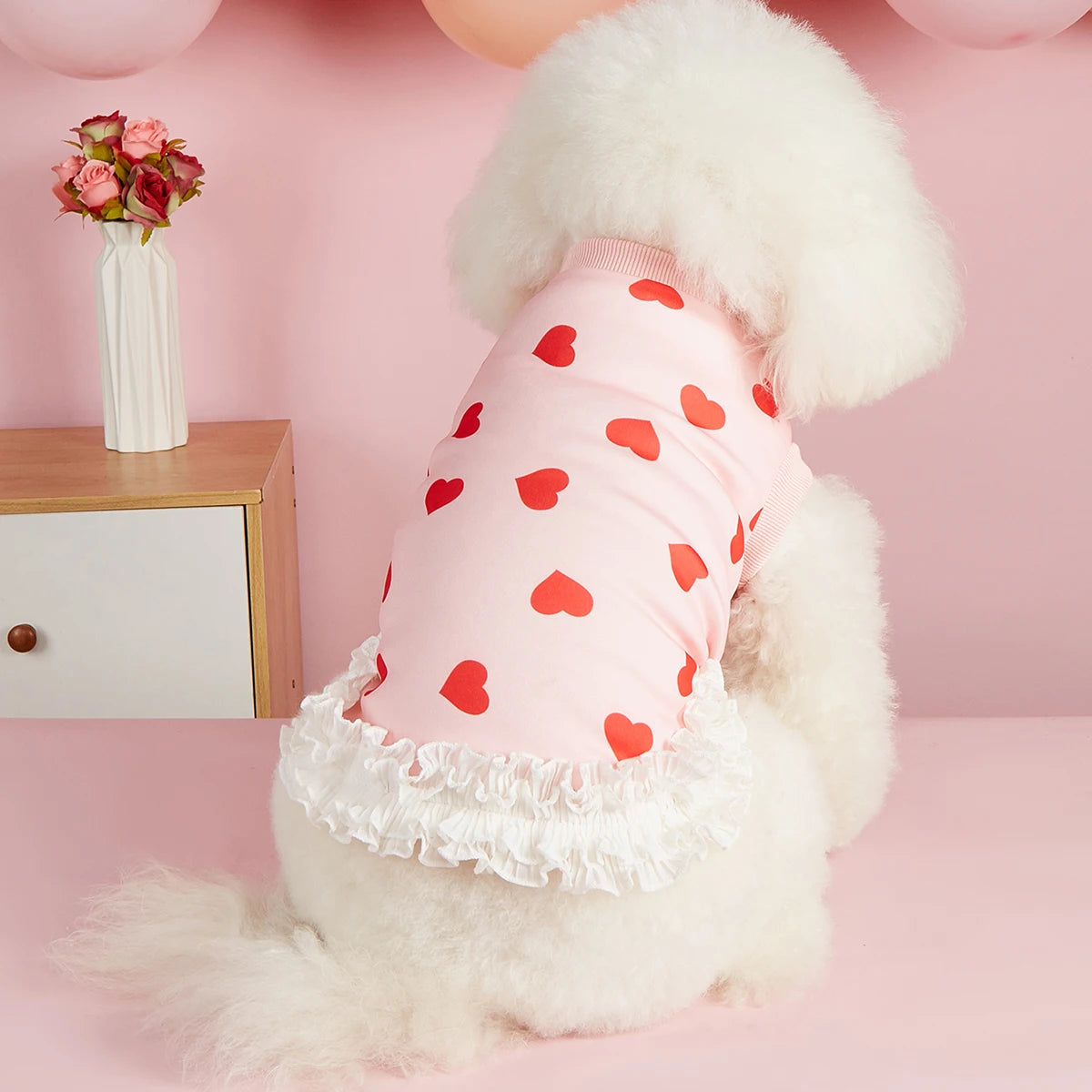 Pink Heart Princess Dog Dress
